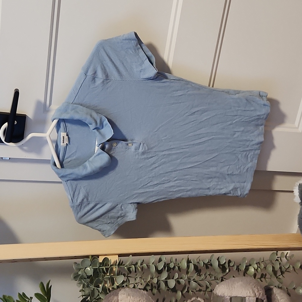 Baby blue crop polo shirt